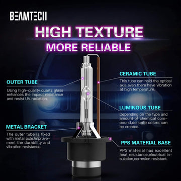 BEAMTECH D2S HID Bulbs, Xenon Headlight Replacement Bulb 35W 8000K Pack of 2